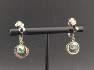 Vintage 1950s Sorrento Sterling Silver AB Crystal Filigree Screwback Earrings
